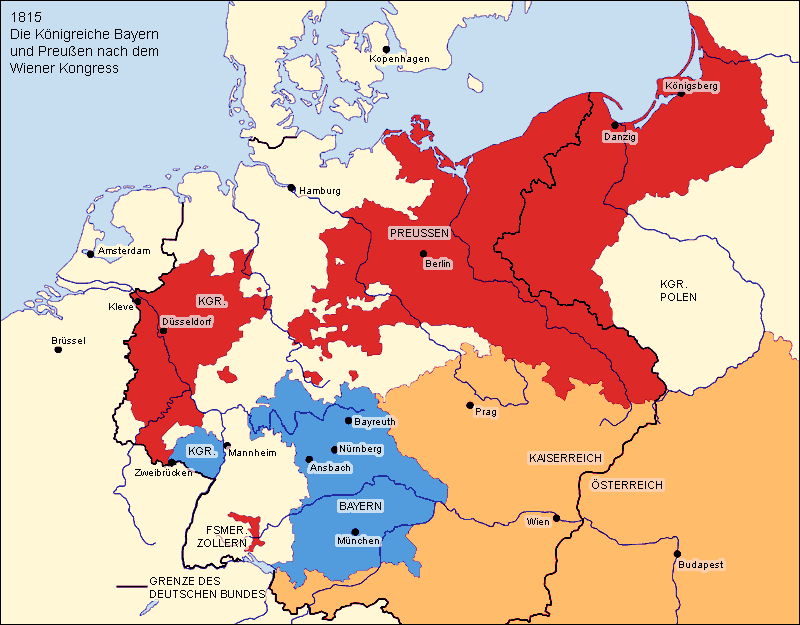 1815 - Die Königreiche Bayern und Preußen nach dem Wiener Kongress